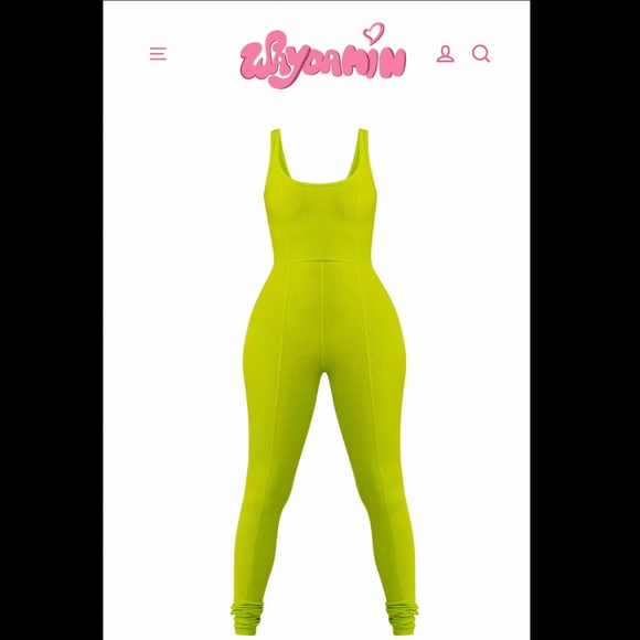 WAYDAMIN Ribbed Jumpsuit In Green - Picture 1 of 3